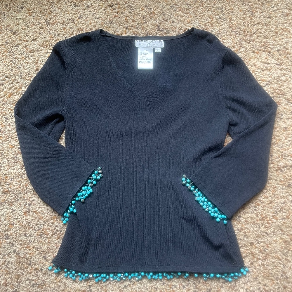 Turquoise Beaded Quarter Length Sleeved Size Small